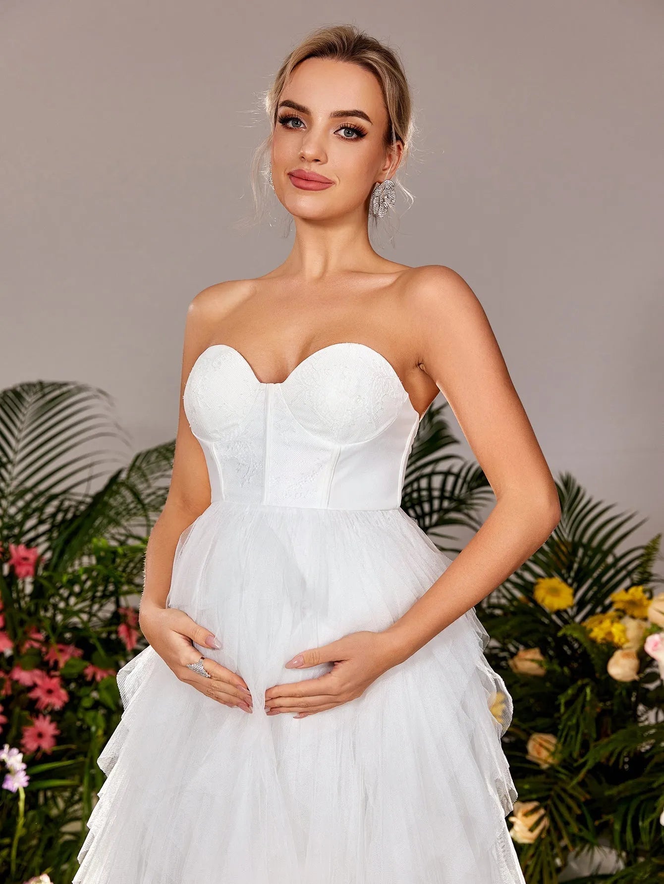 Maternity Strapless Tulle Sleeveless A-Line Evening Gown — authorized product image 6