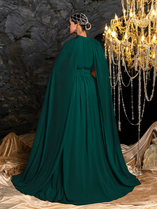 High Neck Chiffon Cape A-Line Evening Gown — authorized product image 2
