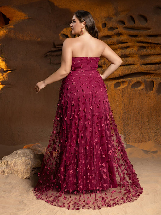 Plus-Size Strapless Tulle Sleeveless A-Line Evening Gown — authorized product image 2