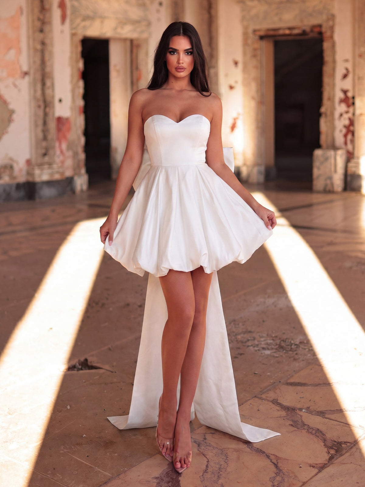 Strapless Satin Sleeveless A-Line Wedding Gown — authorized product image 4