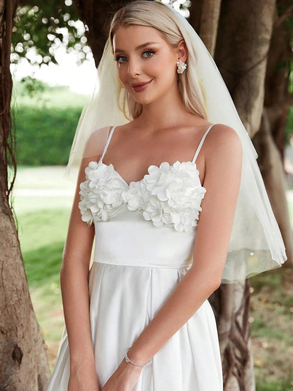 Spaghetti Strap Satin Sleeveless A-Line Wedding Gown — authorized product image 5