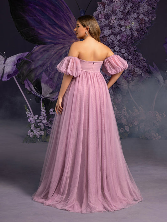 Plus-Size Maternity Strapless Tulle Sleeveless A-Line Evening Gown — authorized product image 2