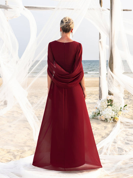 Women's Elegant Mother of the Bride Gown with Rhinestone Neckline & Floral Appliqué – Floor-Length Chiffon Evening Dress for Formal Galas – view 2