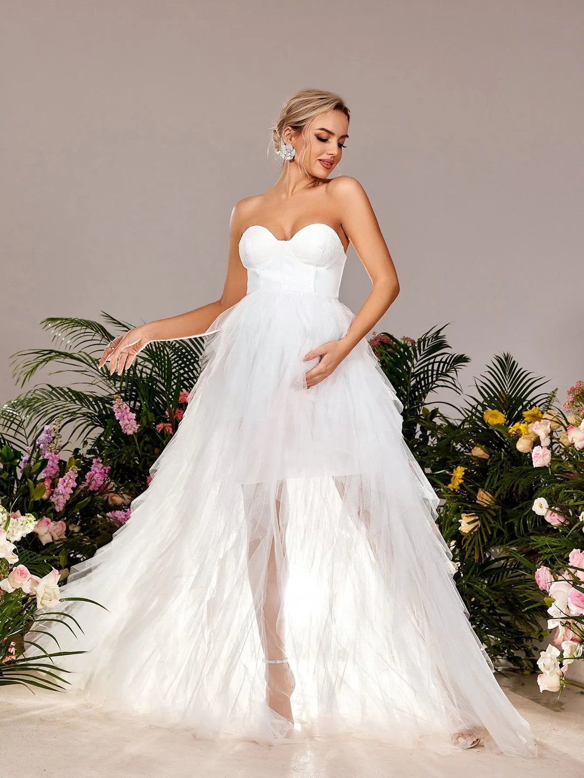Maternity Strapless Tulle Sleeveless A-Line Evening Gown — authorized product image 4