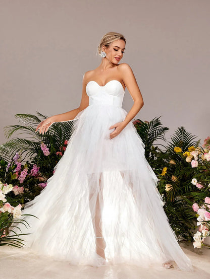 Maternity Strapless Tulle Sleeveless A-Line Evening Gown — authorized product image 4