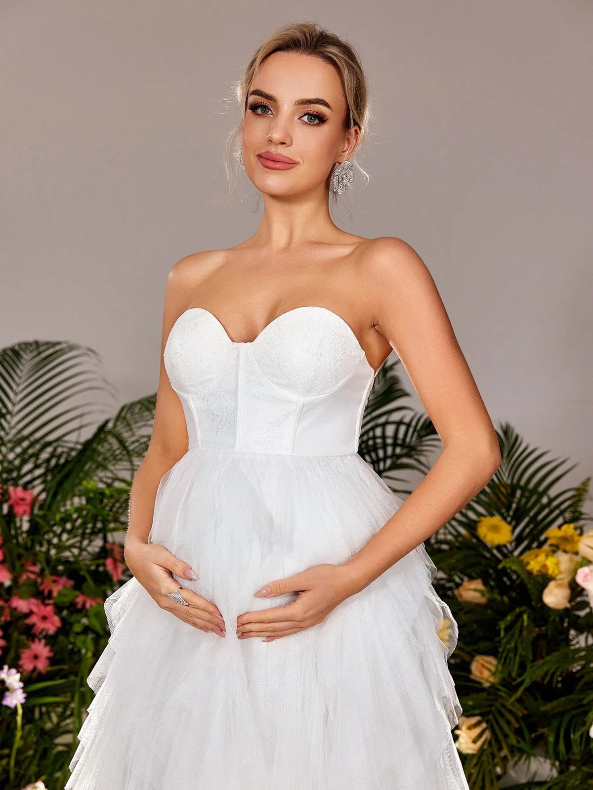 Maternity Strapless Tulle Sleeveless A-Line Evening Gown — authorized product image 6
