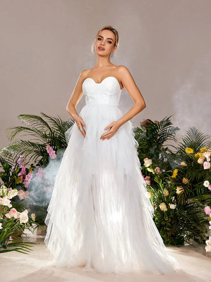 Maternity Strapless Tulle Sleeveless A-Line Evening Gown — authorized product image 3