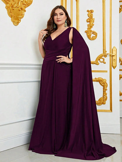 Plus Ruched Draped Side Split Party Dress Bridesmaids Dress