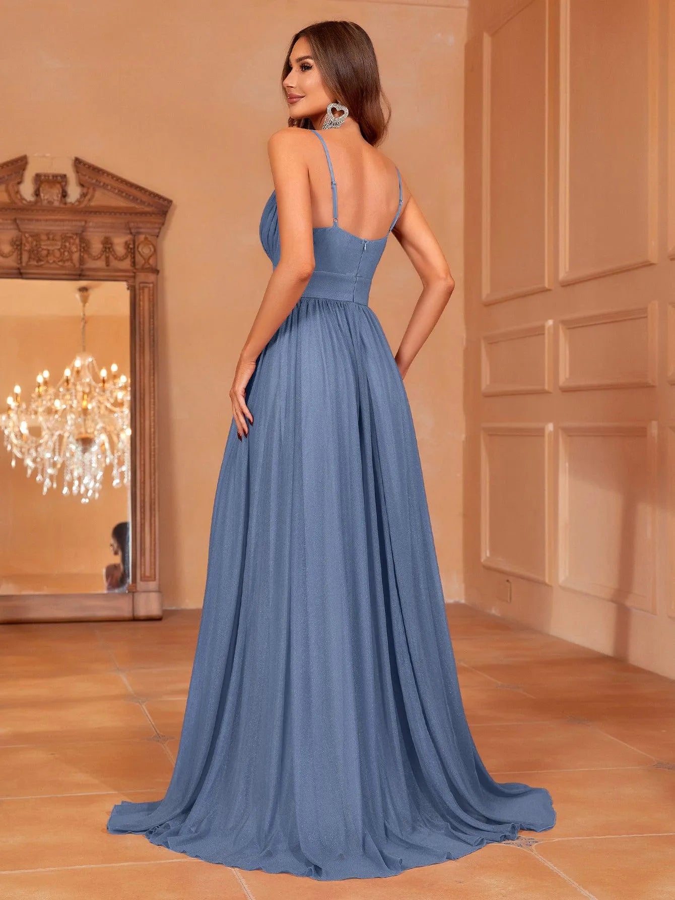 Additional product view of Cami Strap Chiffon Backless A-Line Sleeveless Evening Gown