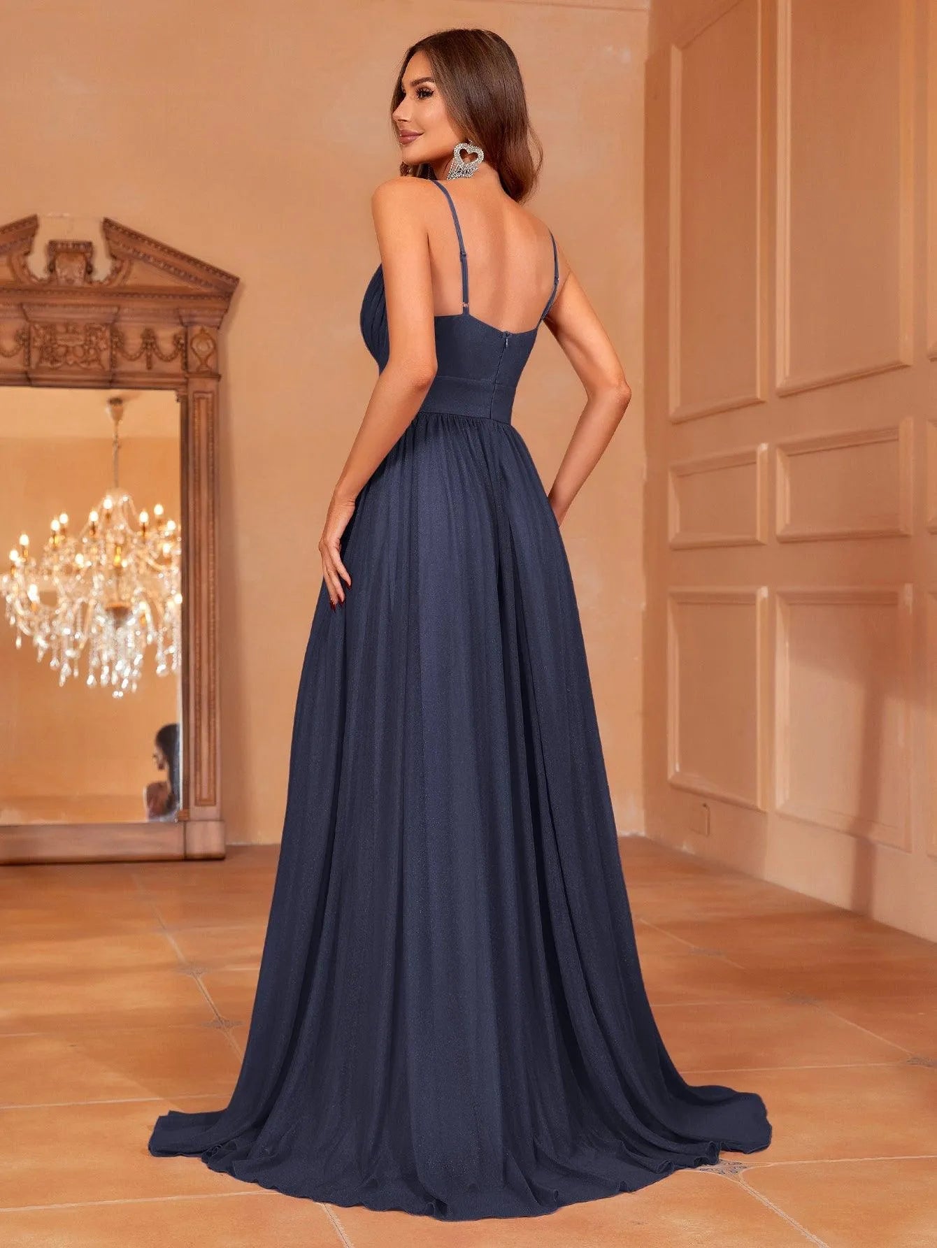 Additional product view of Cami Strap Chiffon Backless A-Line Sleeveless Evening Gown
