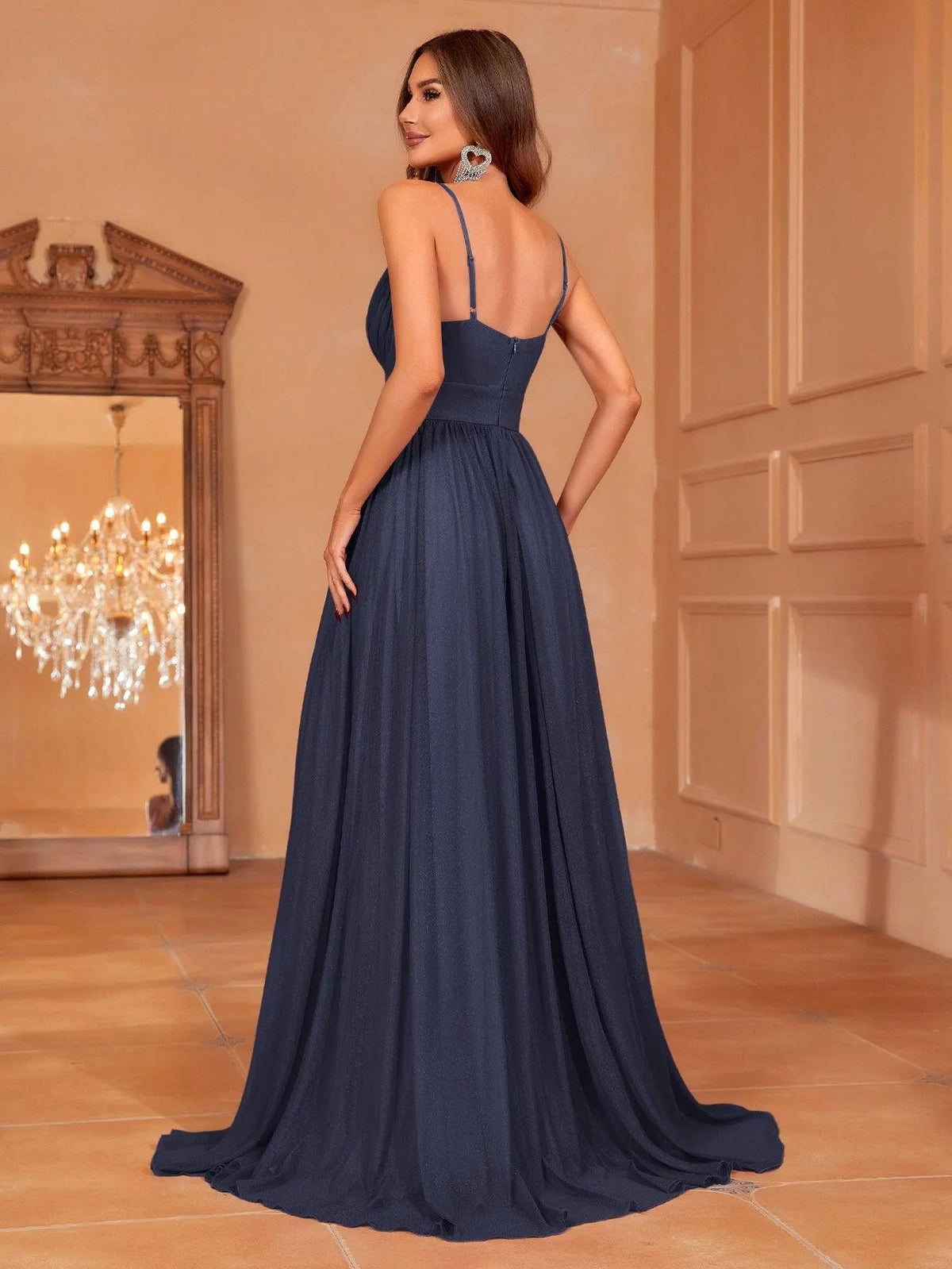 Additional product view of Cami Strap Chiffon Backless A-Line Sleeveless Evening Gown