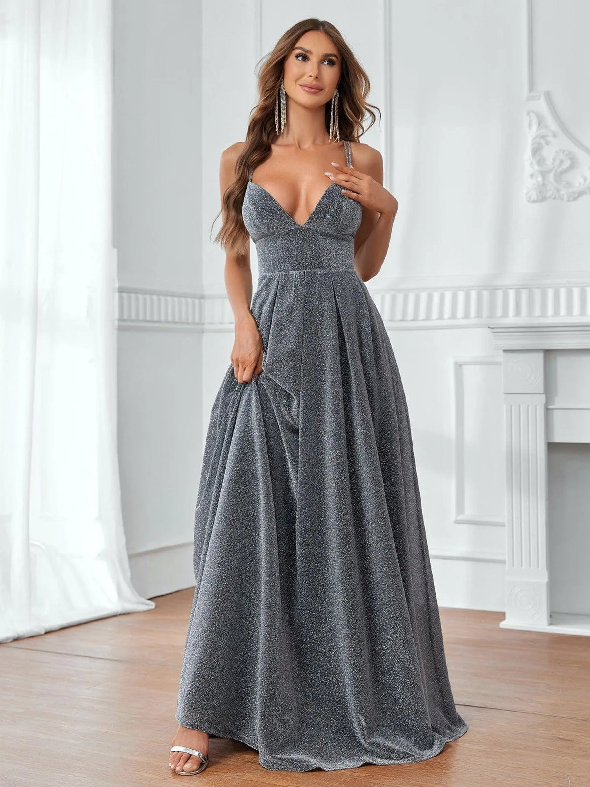 Spaghetti Strap Backless Sleeveless A-Line Evening Gown — authorized product image 5