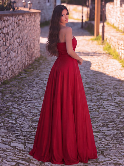 Additional view of One-Shoulder Chiffon Sleeveless A-Line Evening Gown