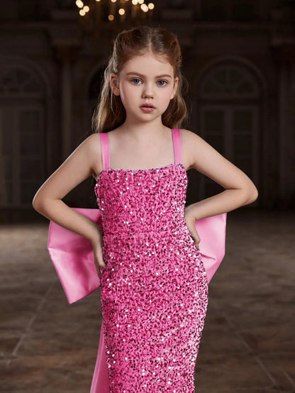 Additional product view of Square-Neck Sequin Mermaid Sleeveless Maxi Tween Girls' Party Dress