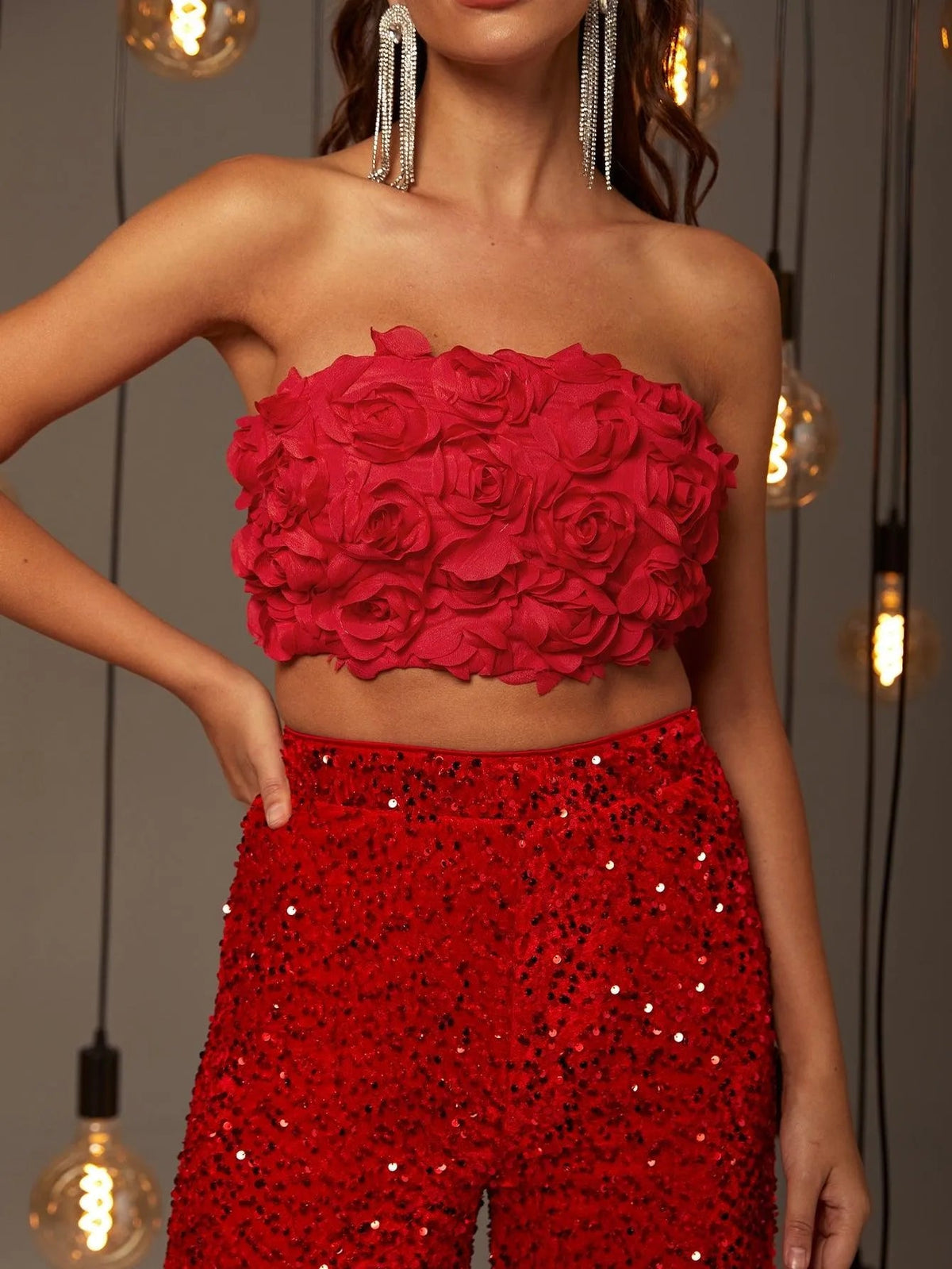 Additional product view of Strapless Sequin Sleeveless Women's Two-Piece Formal Set