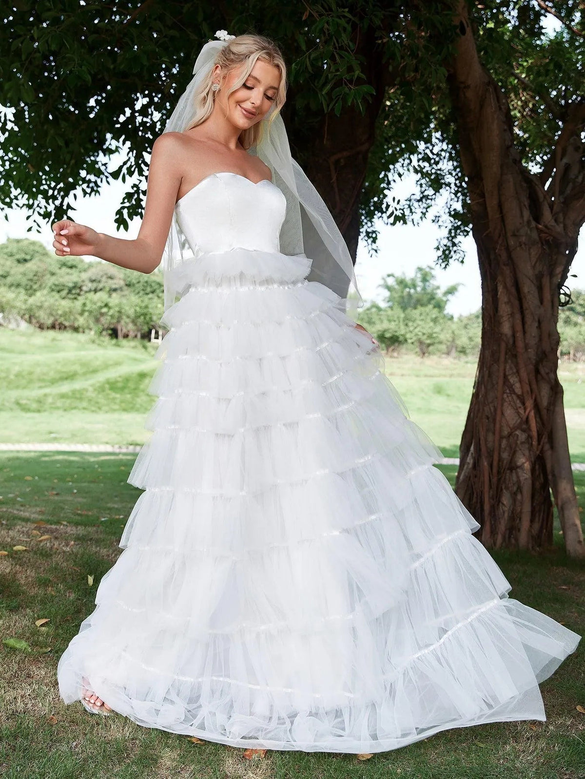 Sweetheart Satin Sleeveless A-Line Wedding Gown — authorized product image 4