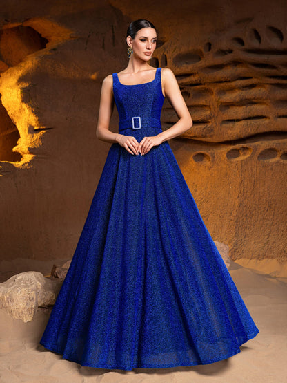 Square Neck Sleeveless A-Line Evening Gown — authorized product image 1