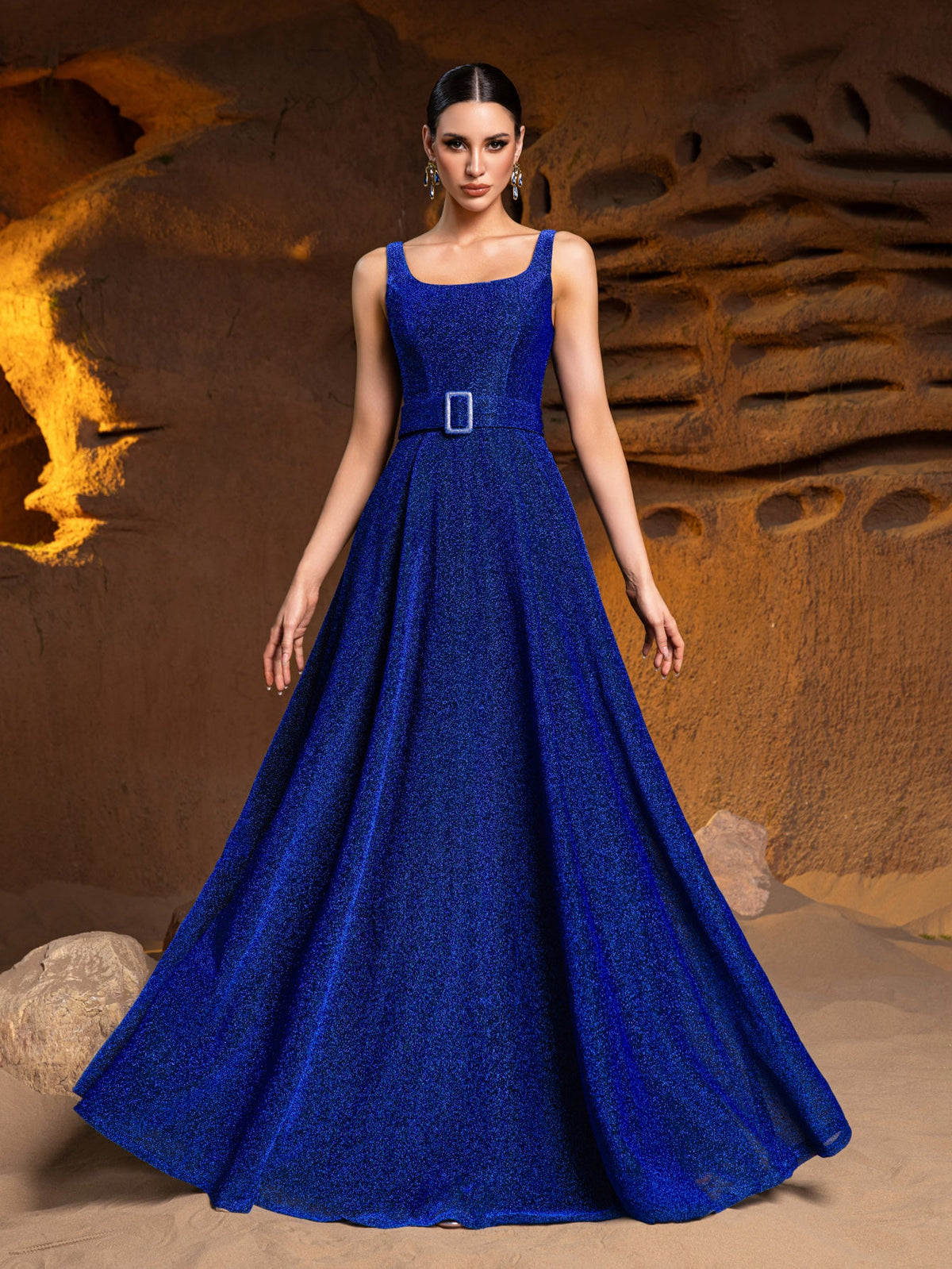 Square Neck Sleeveless A-Line Evening Gown — authorized product image 3