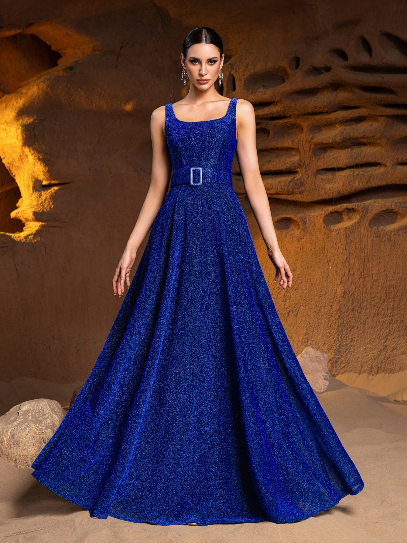 Square Neck Sleeveless A-Line Evening Gown — authorized product image 3