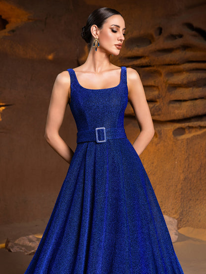 Square Neck Sleeveless A-Line Evening Gown — authorized product image 4