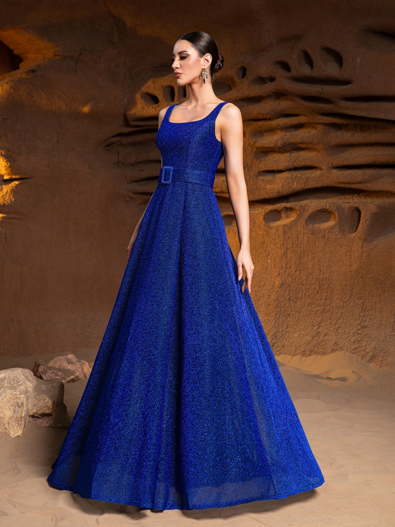 Square Neck Sleeveless A-Line Evening Gown — authorized product image 6