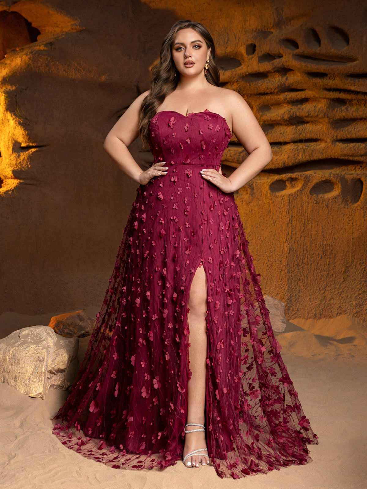 Plus-Size Strapless Tulle Sleeveless A-Line Evening Gown — authorized product image 3