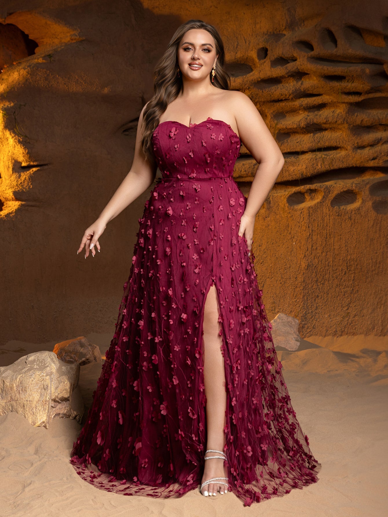 Plus-Size Strapless Tulle Sleeveless A-Line Evening Gown — authorized product image 4