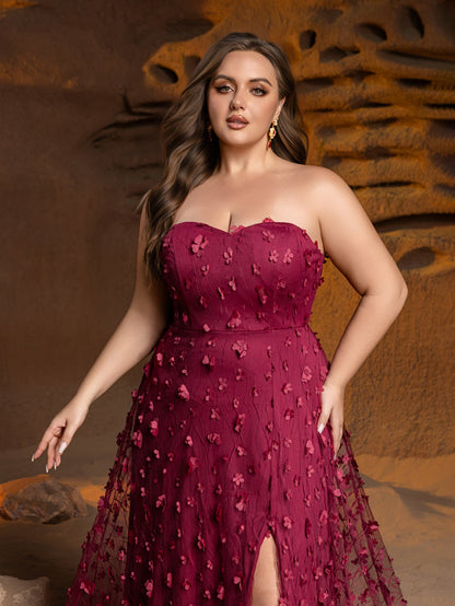 Plus-Size Strapless Tulle Sleeveless A-Line Evening Gown — authorized product image 5