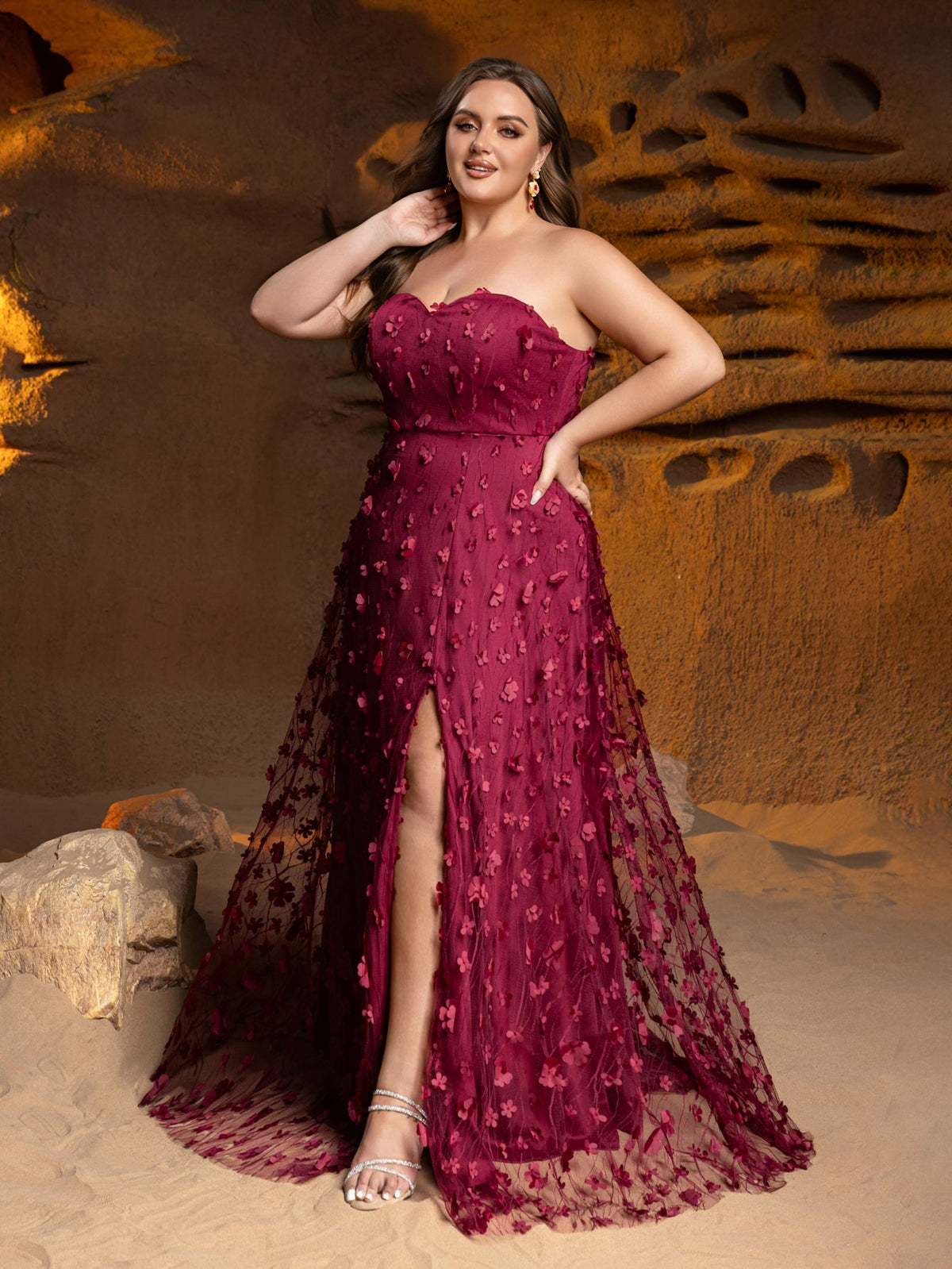 Plus-Size Strapless Tulle Sleeveless A-Line Evening Gown — authorized product image 6