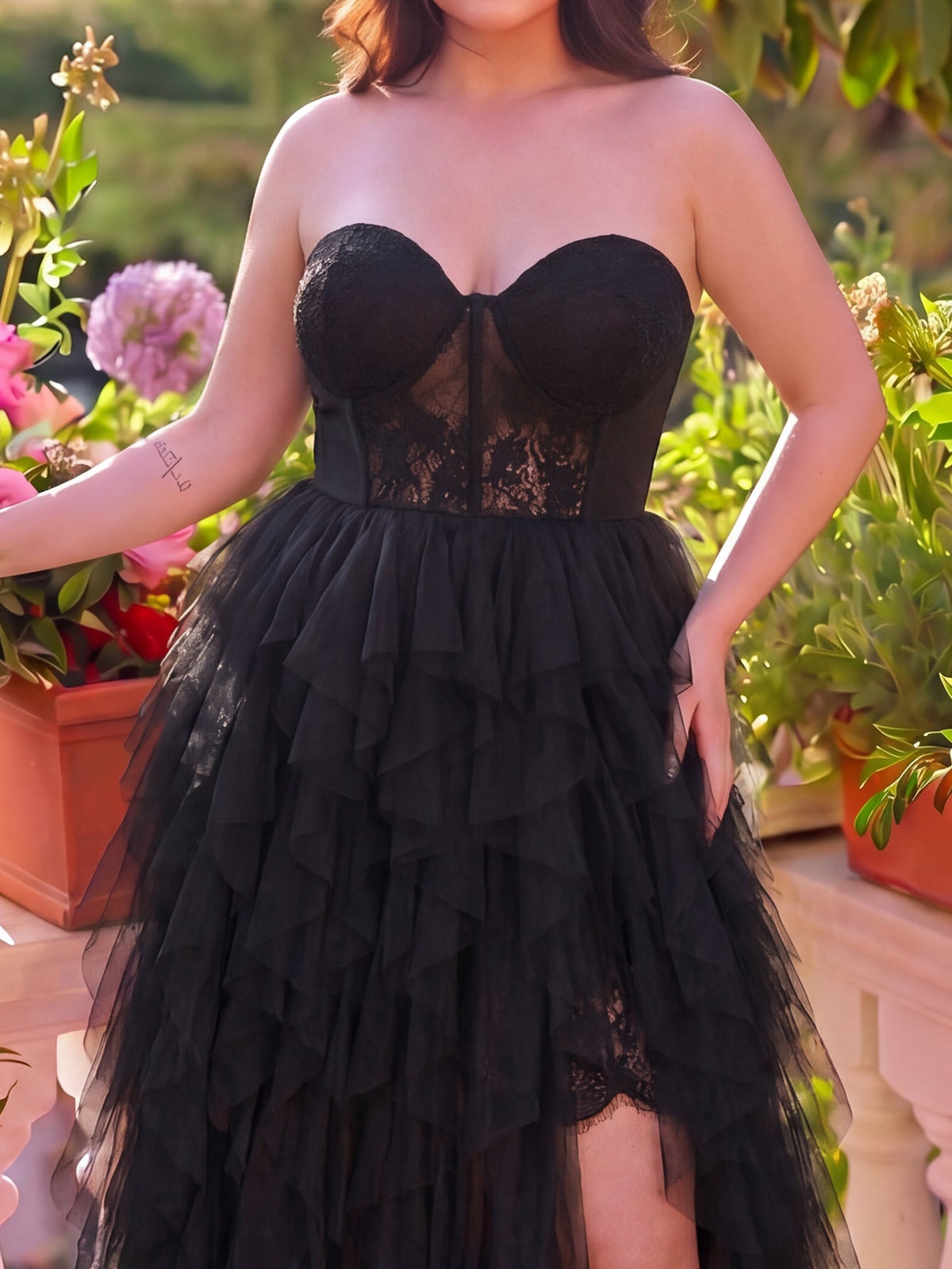 Plus-Size Sweetheart Lace Tulle Sleeveless A-Line Evening Gown — authorized product image 4