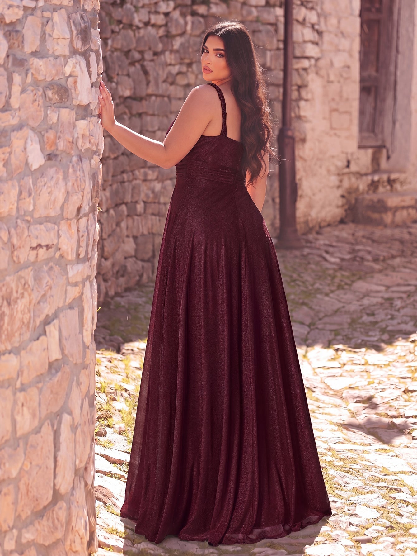 Additional product view of Backless Plus-Size One-Shoulder Chiffon A-Line Evening Gown