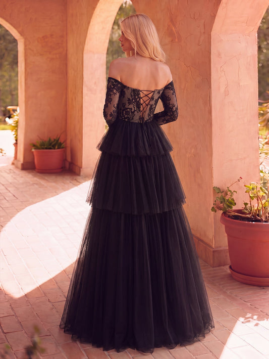 Off-Shoulder Lace Long-Sleeve A-Line Wedding Gown — authorized product image 2