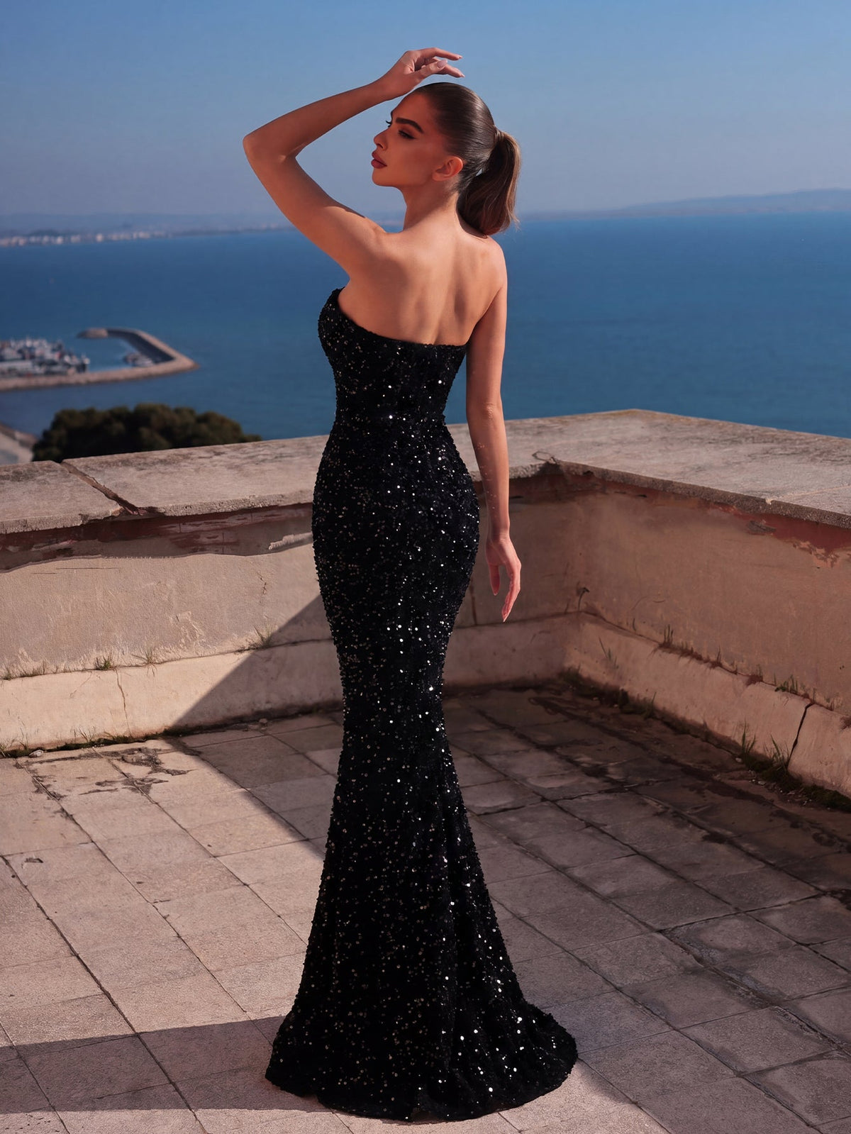 Elegant Mermaid Hem Maxi Tube Prom Dress – view 2