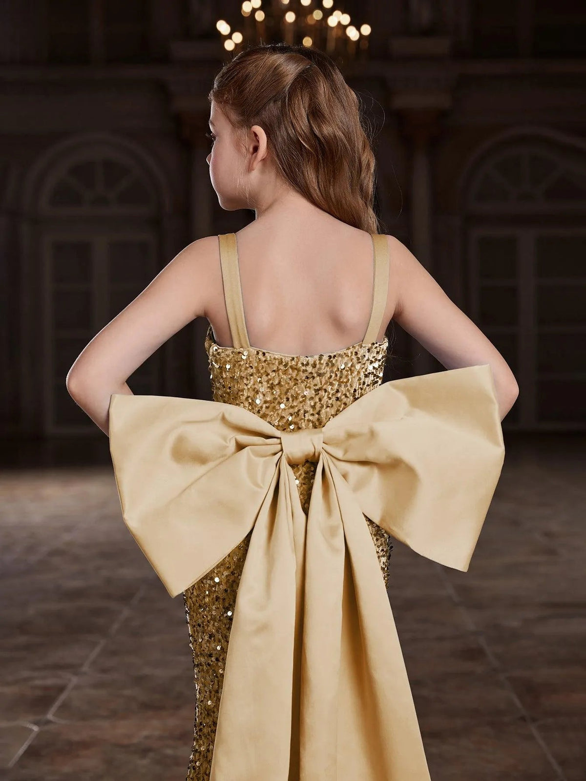 Additional product view of Square-Neck Sequin Mermaid Sleeveless Maxi Tween Girls' Party Dress