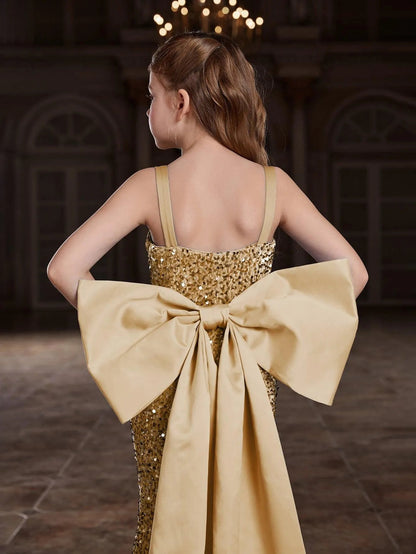 Additional product view of Square-Neck Sequin Mermaid Sleeveless Maxi Tween Girls' Party Dress