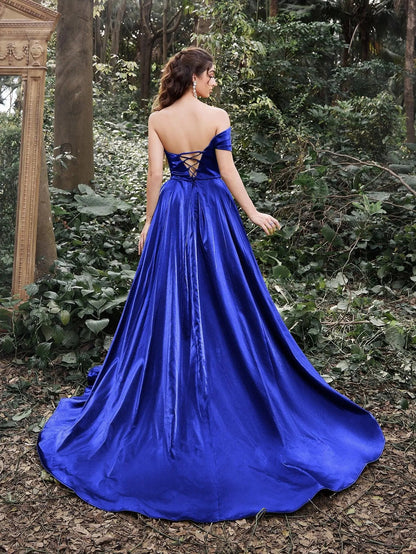 Off-Shoulder Lace A-Line Evening Gown — authorized product image 6