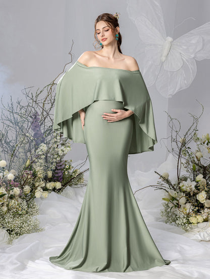 Maternity Off-Shoulder Cape Mermaid Evening Gown — authorized product image 1