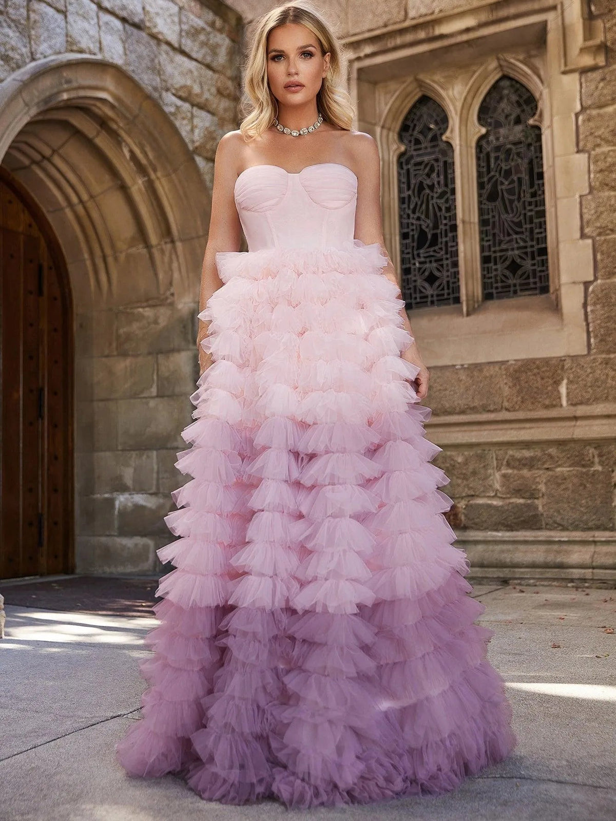 Additional product view of Mesh Strapless Sleeveless A-Line Maxi Wedding Dress