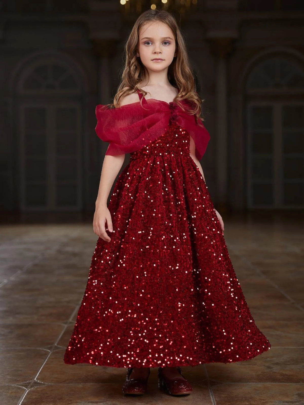 Tween Girls' Spaghetti Strap Sequin Sleeveless A-Line Formal Gown — authorized product image 4