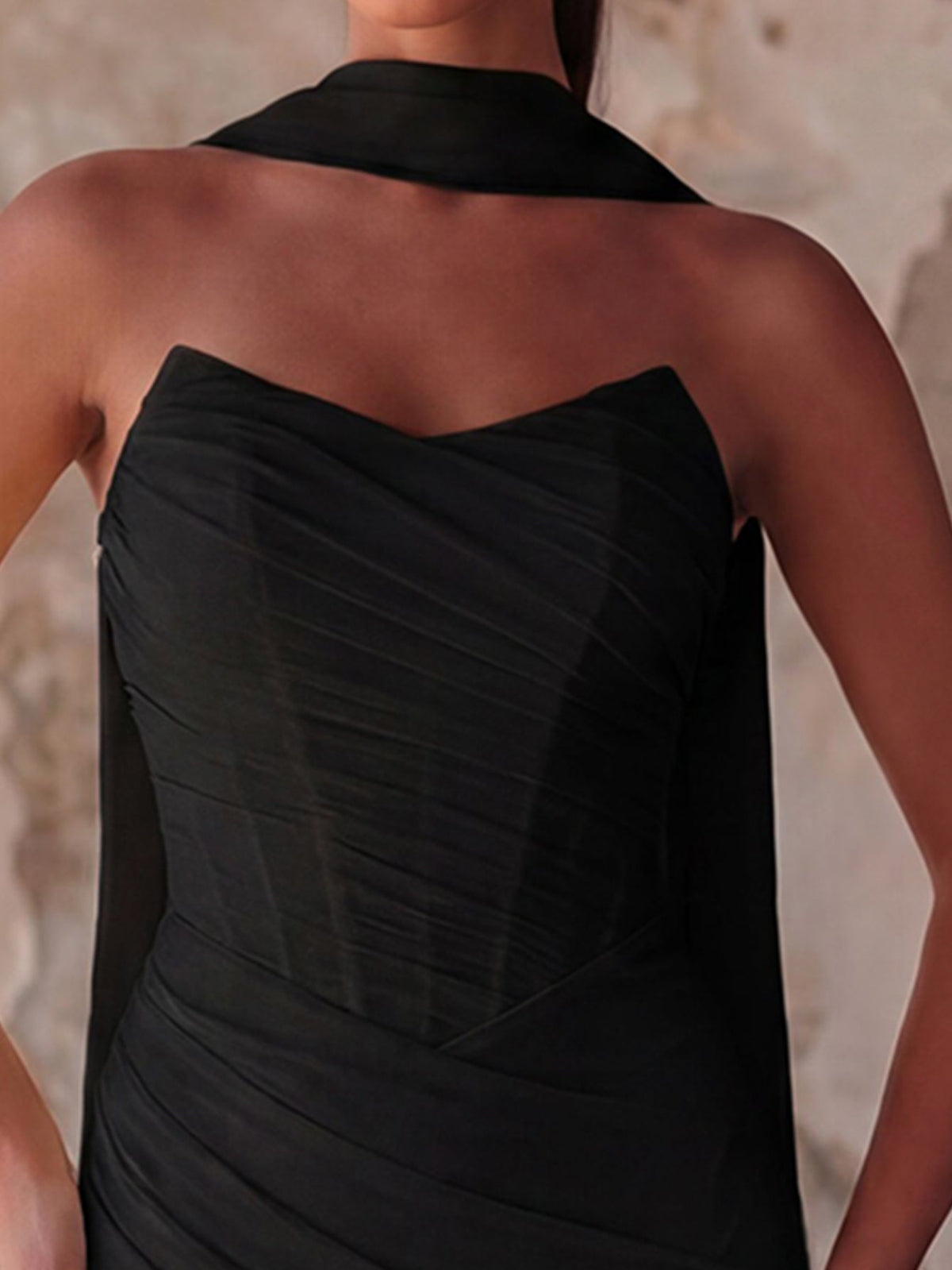 Additional product view of Lace-Up Back Strapless High-Slit Mermaid Sleeveless Evening Gown