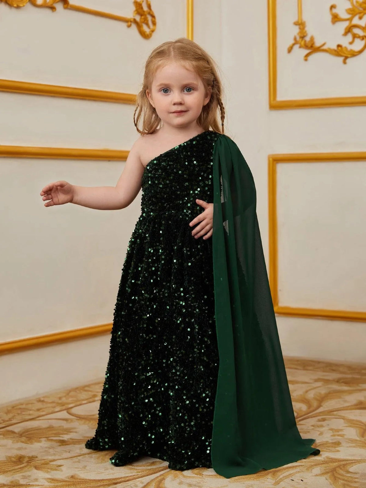 Girls One-Shoulder Sequin A-Line Dress - product image 11