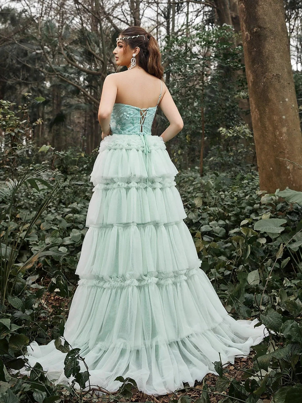 One-Shoulder Sequin Tulle Sleeveless A-Line Evening Gown — authorized product image 2