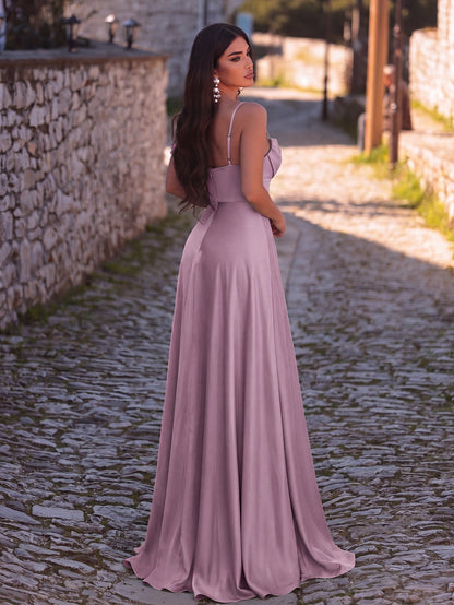 Additional view of Cowl Neck High Slit Sleeveless A-Line Evening Gown