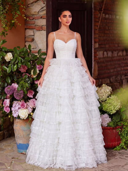 Spaghetti Strap Lace Sleeveless A-Line Wedding Gown — authorized product image 3
