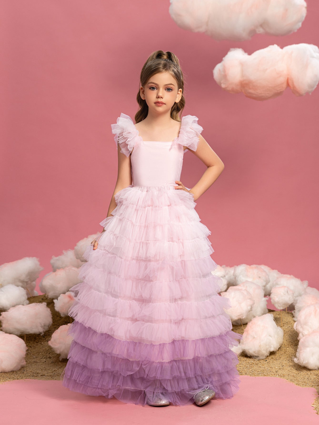 Tween Girls' Square Neck Ruffle Sleeveless A-Line Formal Gown — authorized product image 5