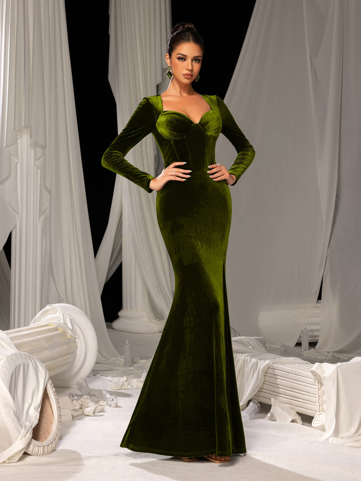Elegant Velvet Evening Gown – authorized supplier view 35