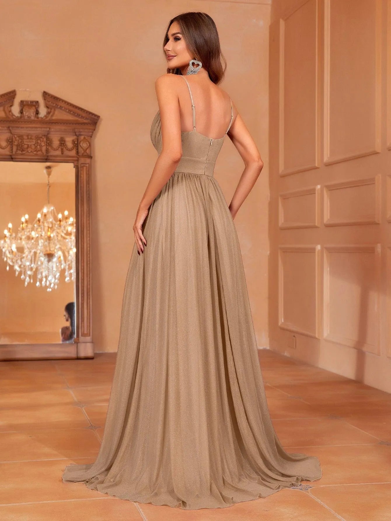 Additional product view of Cami Strap Chiffon Backless A-Line Sleeveless Evening Gown