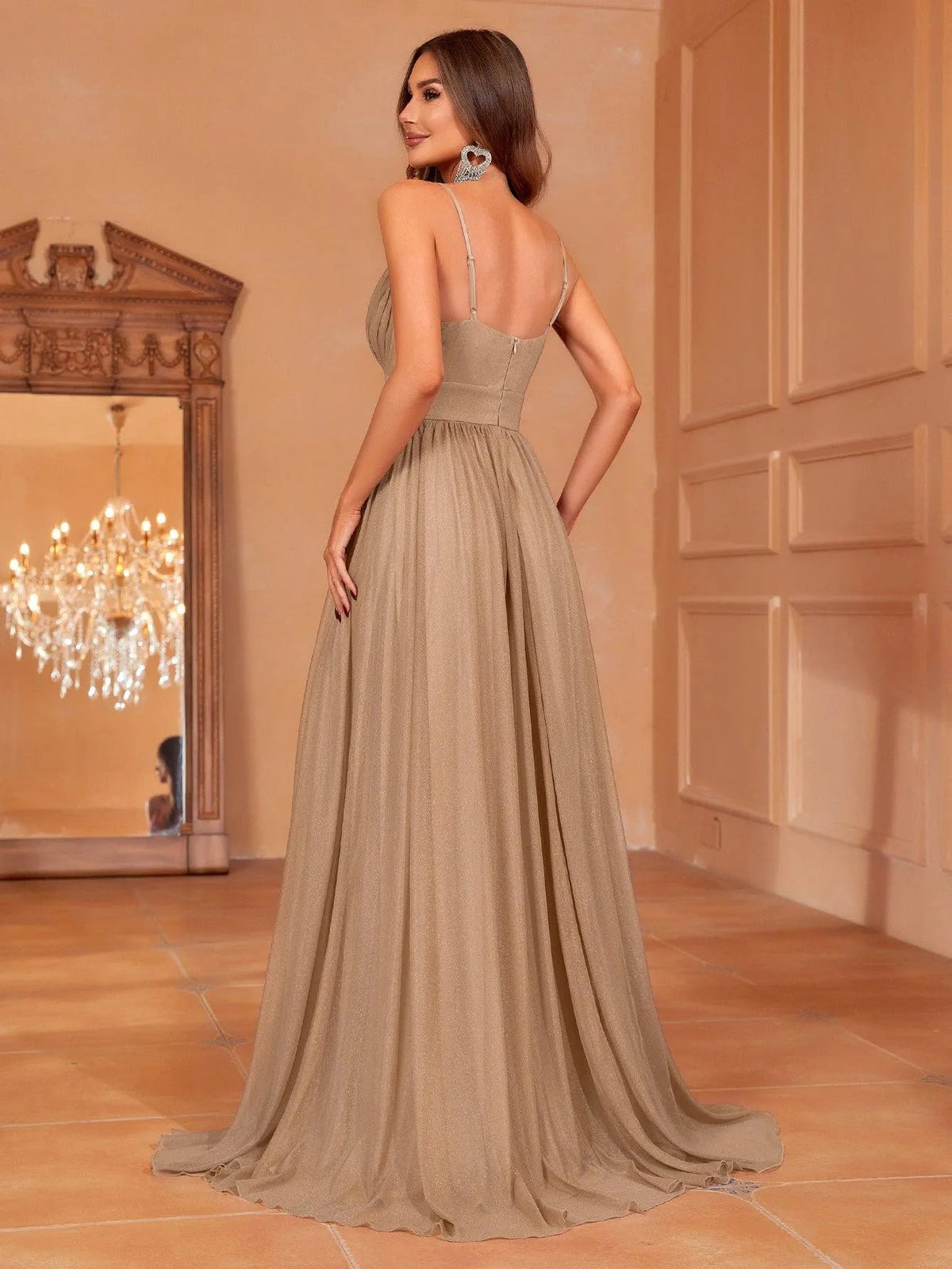 Additional product view of Cami Strap Chiffon Backless A-Line Sleeveless Evening Gown