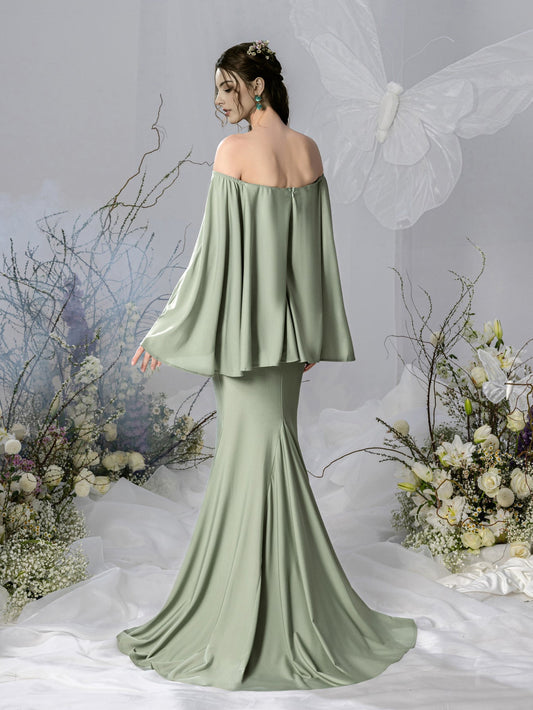 Maternity Off-Shoulder Cape Mermaid Evening Gown — authorized product image 2
