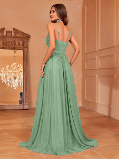 Additional product view of Cami Strap Chiffon Backless A-Line Sleeveless Evening Gown